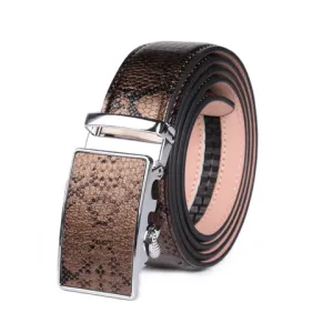 Men's Smart Ratchet No Holes Automatic Buckle Belt in Snake Skin -