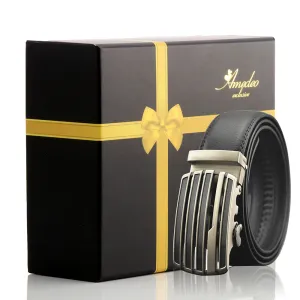 Men's Stainless Steel Black Belt with Silver & Black Buckle