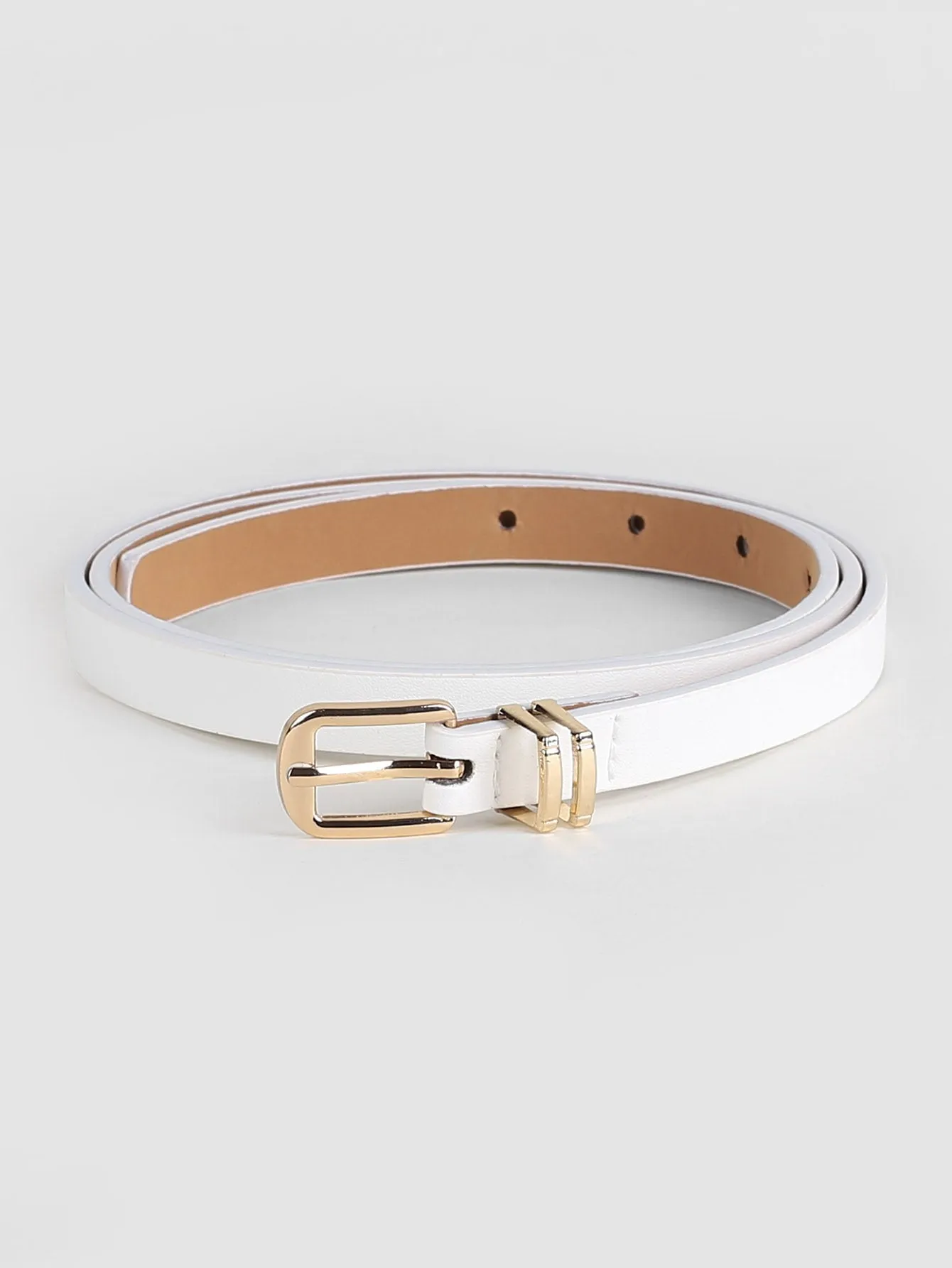 Metal Buckle Belt - White