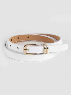 Metal Buckle Belt - White