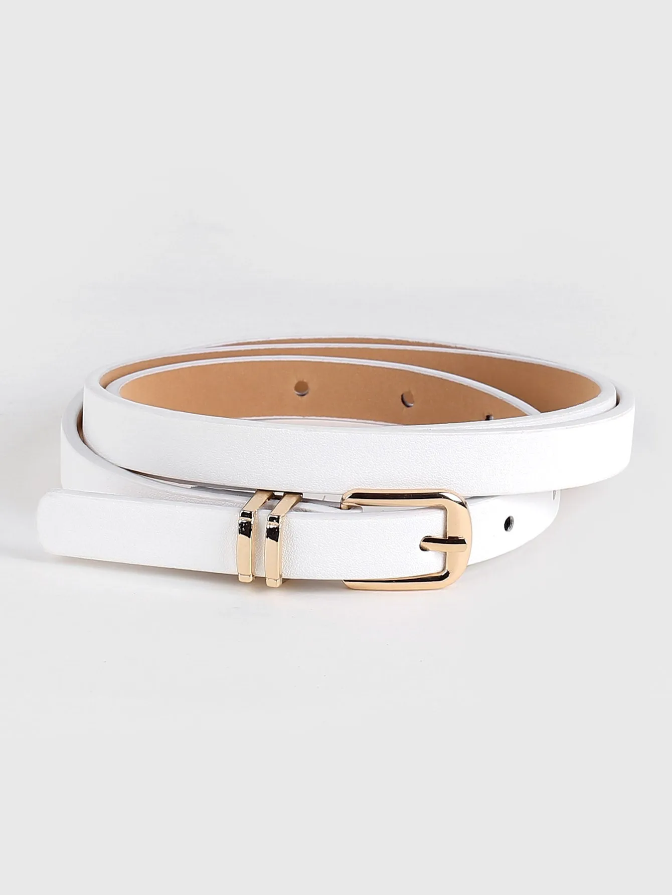 Metal Buckle Belt - White