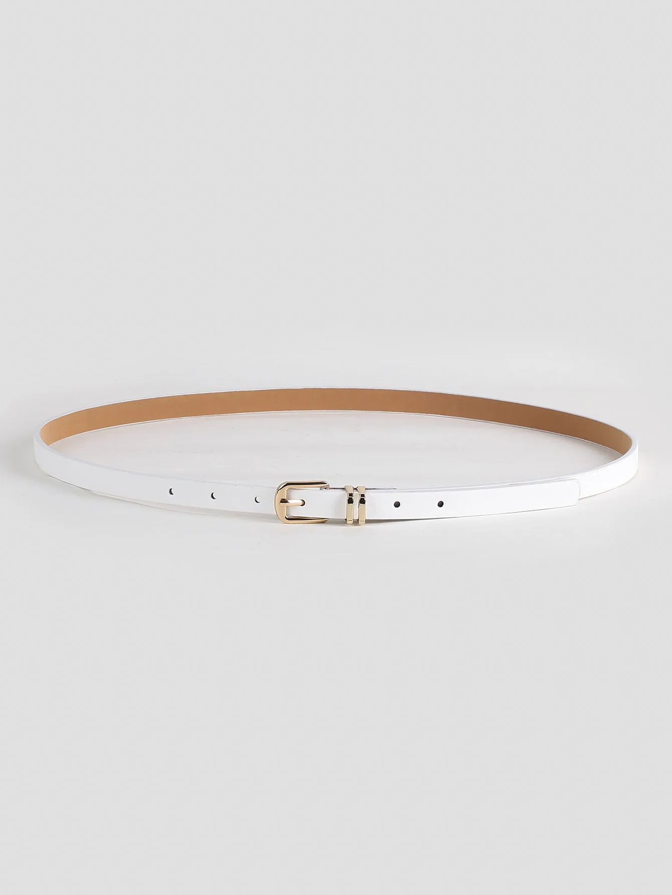 Metal Buckle Belt - White