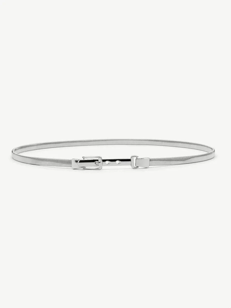 Metal Buckle Skinny Belt