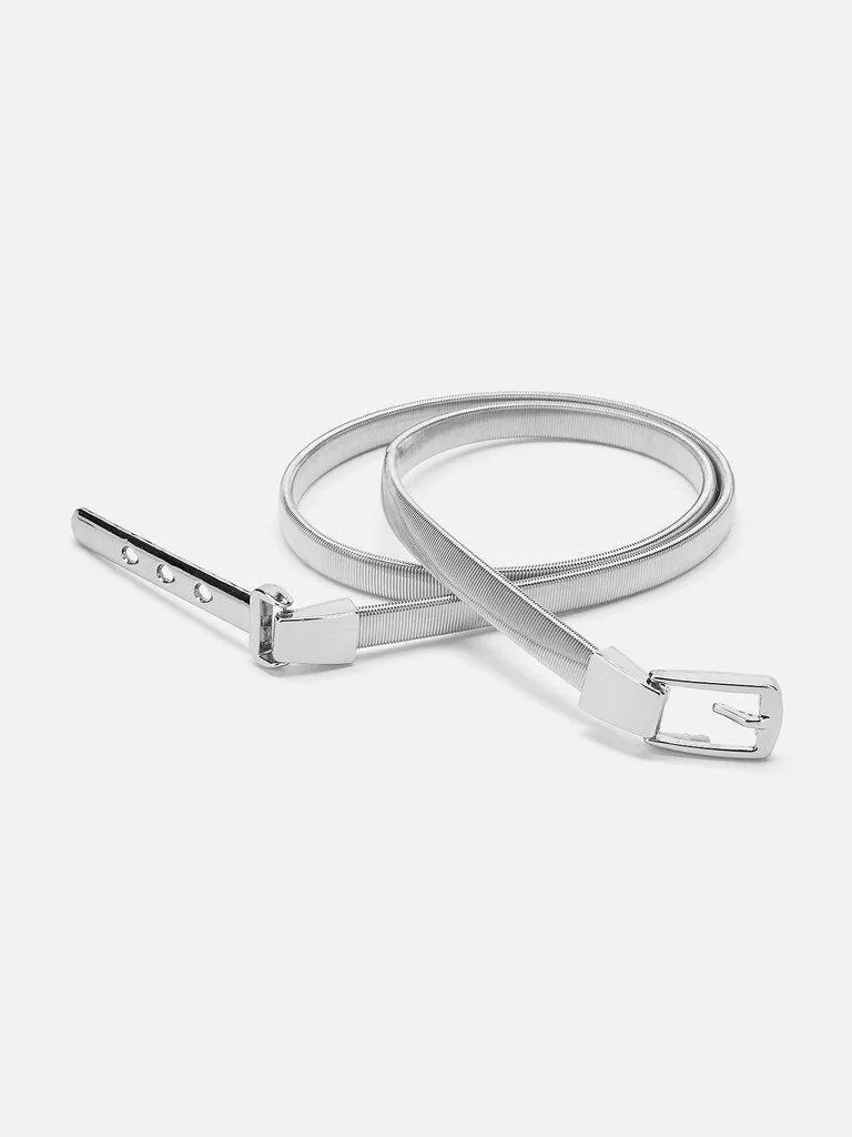 Metal Buckle Skinny Belt