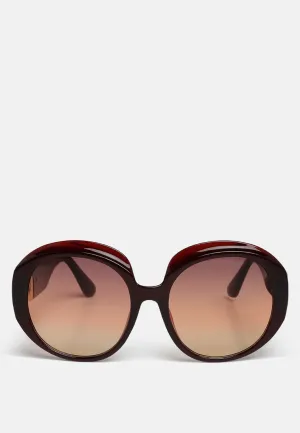 Metallic Accent Round Sunglasses by ruw