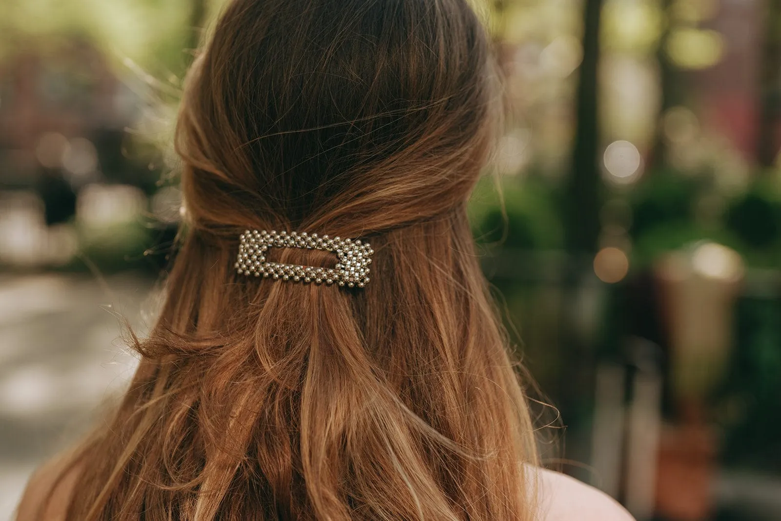 Metallic Beaded Hair Clip Duo Set - Gold or Silver