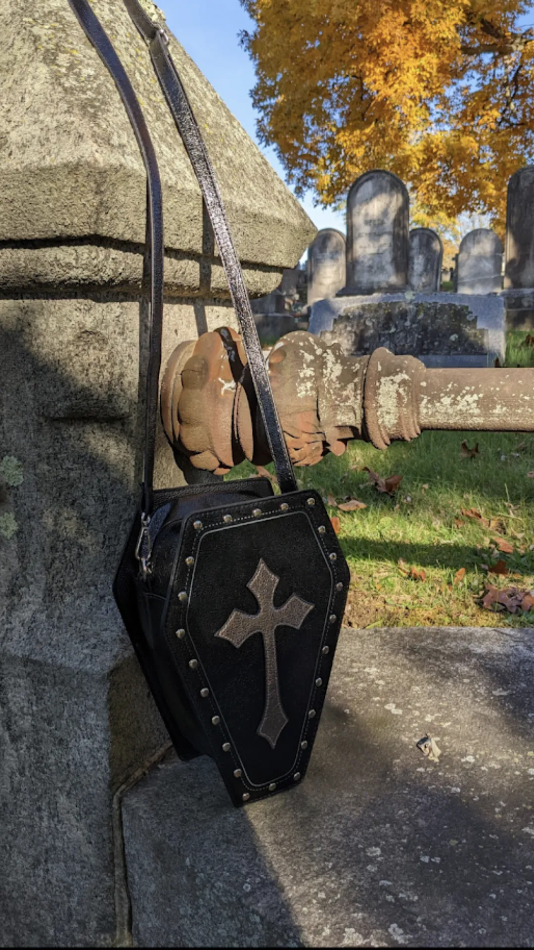 Metallic Cross Coffin Bag