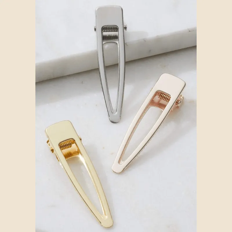 Metallic Hair Clip Trio Set