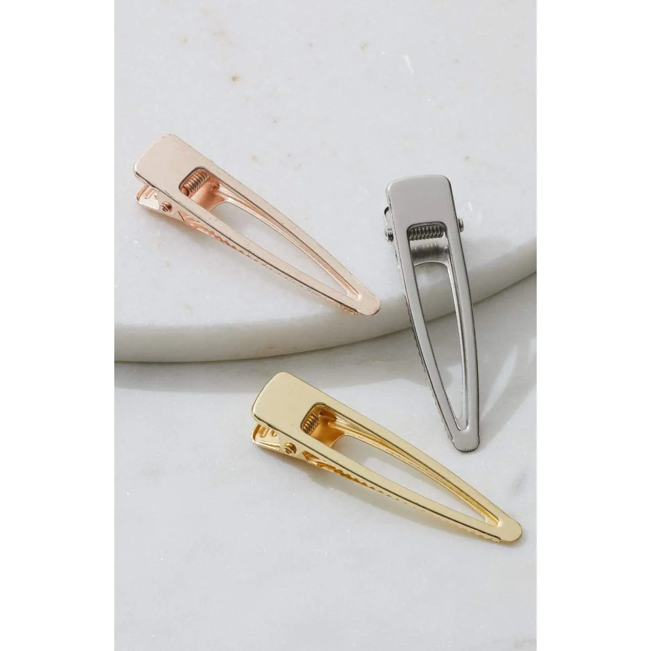 Metallic Hair Clip Trio Set