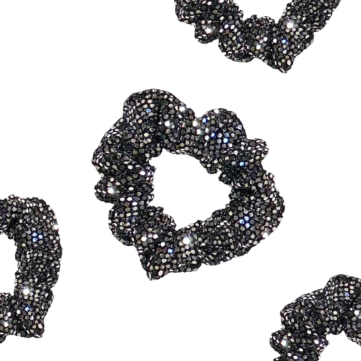 METALLIC SILVER DOTTED SCRUNCHIE BRACELET