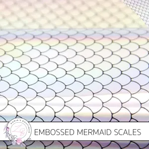 Metallic Silver Embossed Mermaid Scale Faux Leather