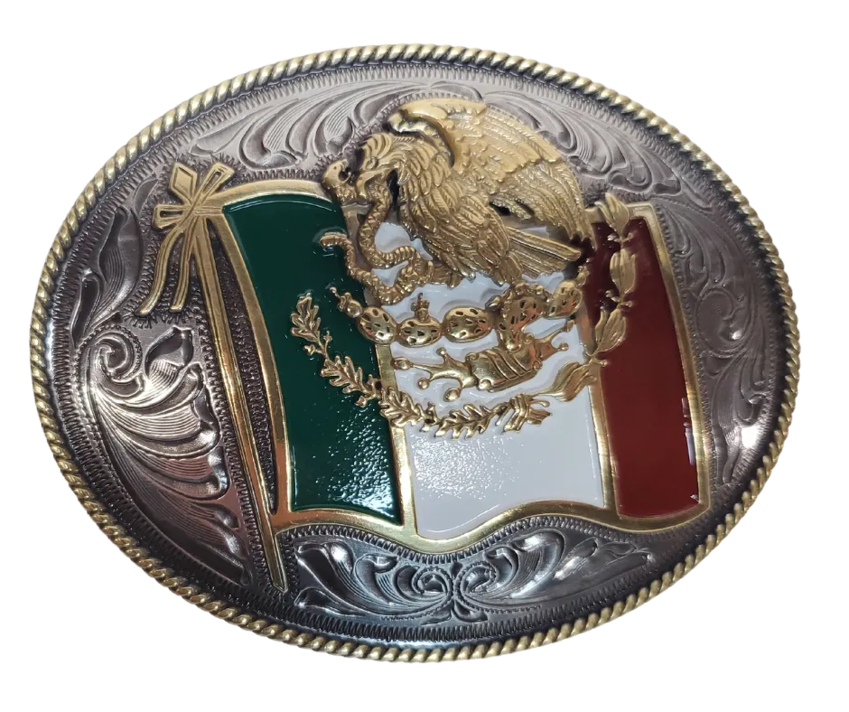 Mexican Bandera Western Buckle