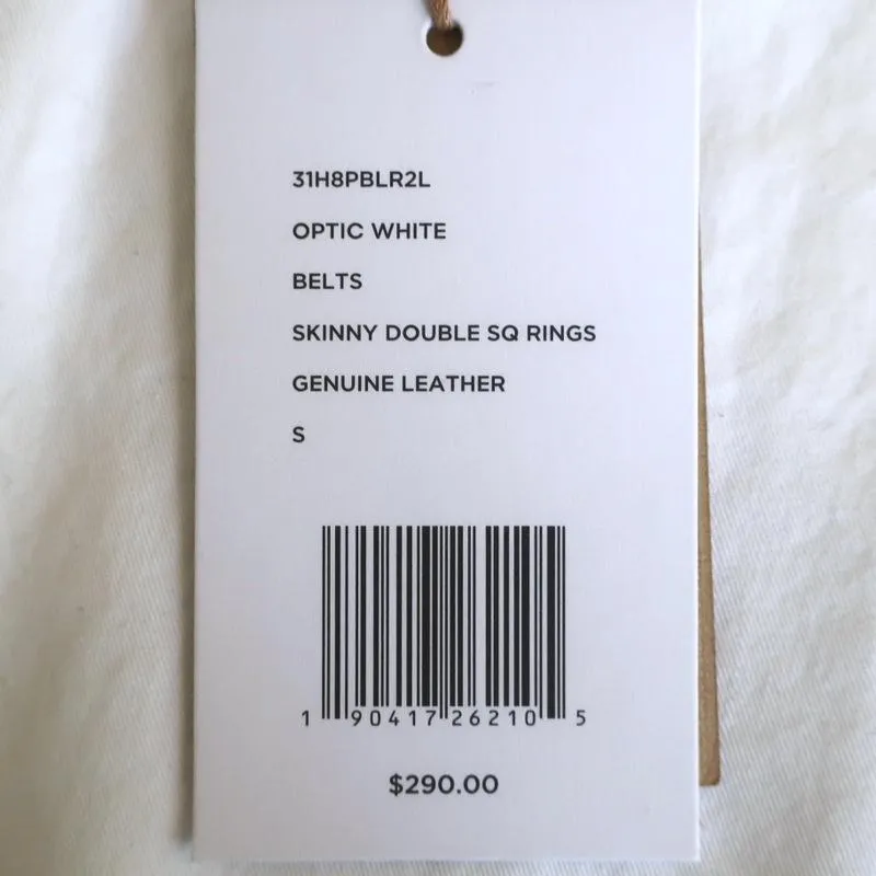 Michael Kors Double Ring Skinny Belt Optic White Leather Size Small NEW