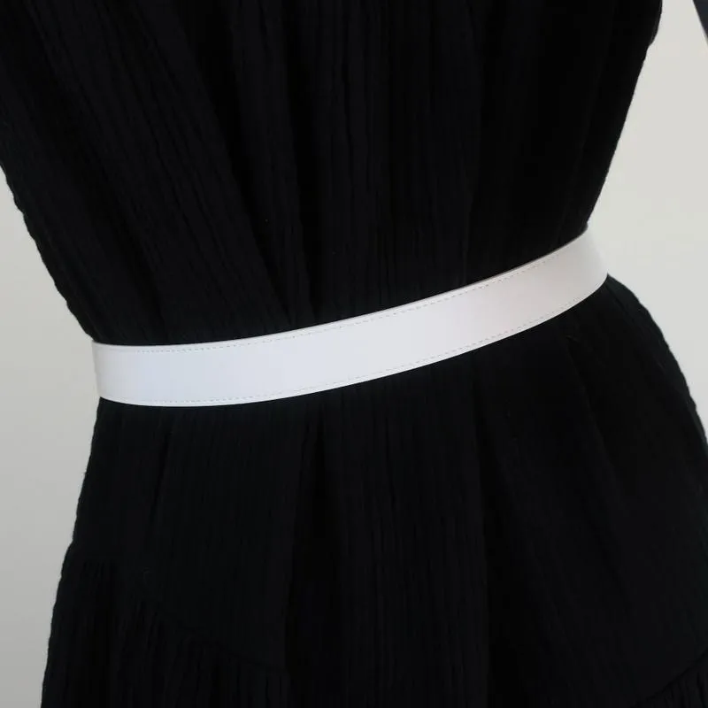 Michael Kors Double Ring Skinny Belt Optic White Leather Size Small NEW