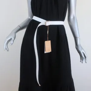 Michael Kors Double Ring Skinny Belt Optic White Leather Size Small NEW