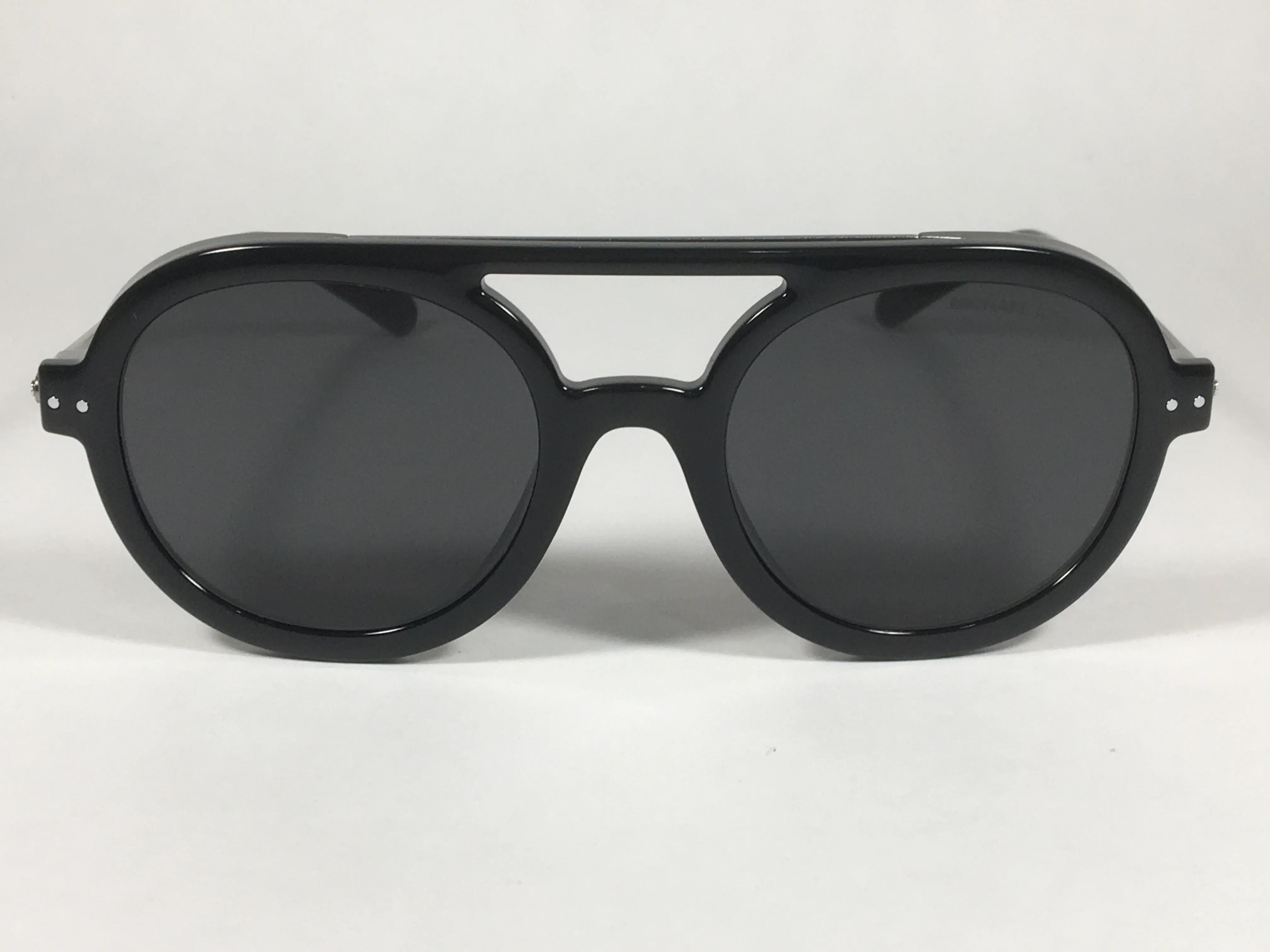 Michael Kors Vail Round Aviator Sunglasses Shiny Black Frame Gray Lens MK-1042U