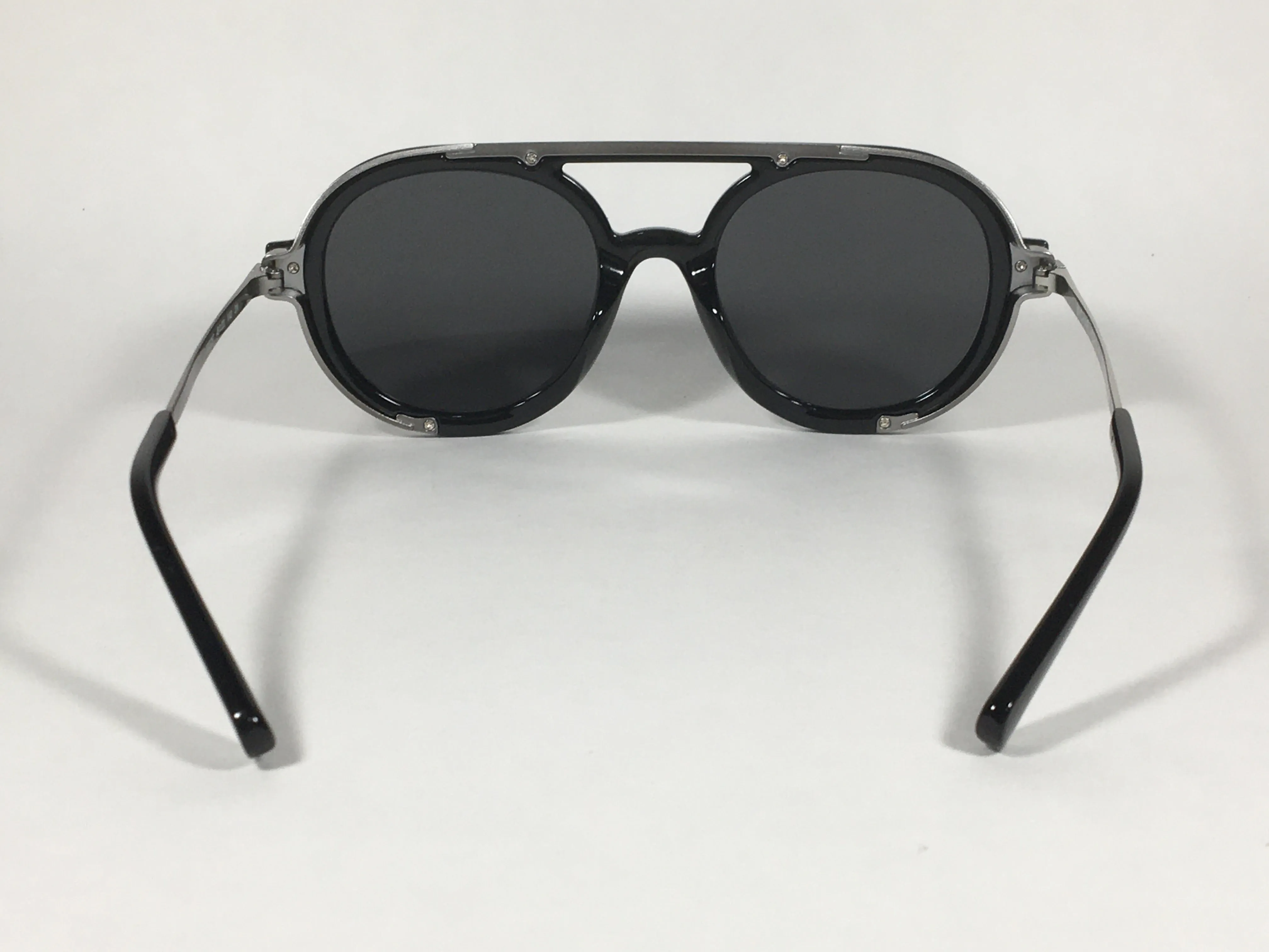 Michael Kors Vail Round Aviator Sunglasses Shiny Black Frame Gray Lens MK-1042U