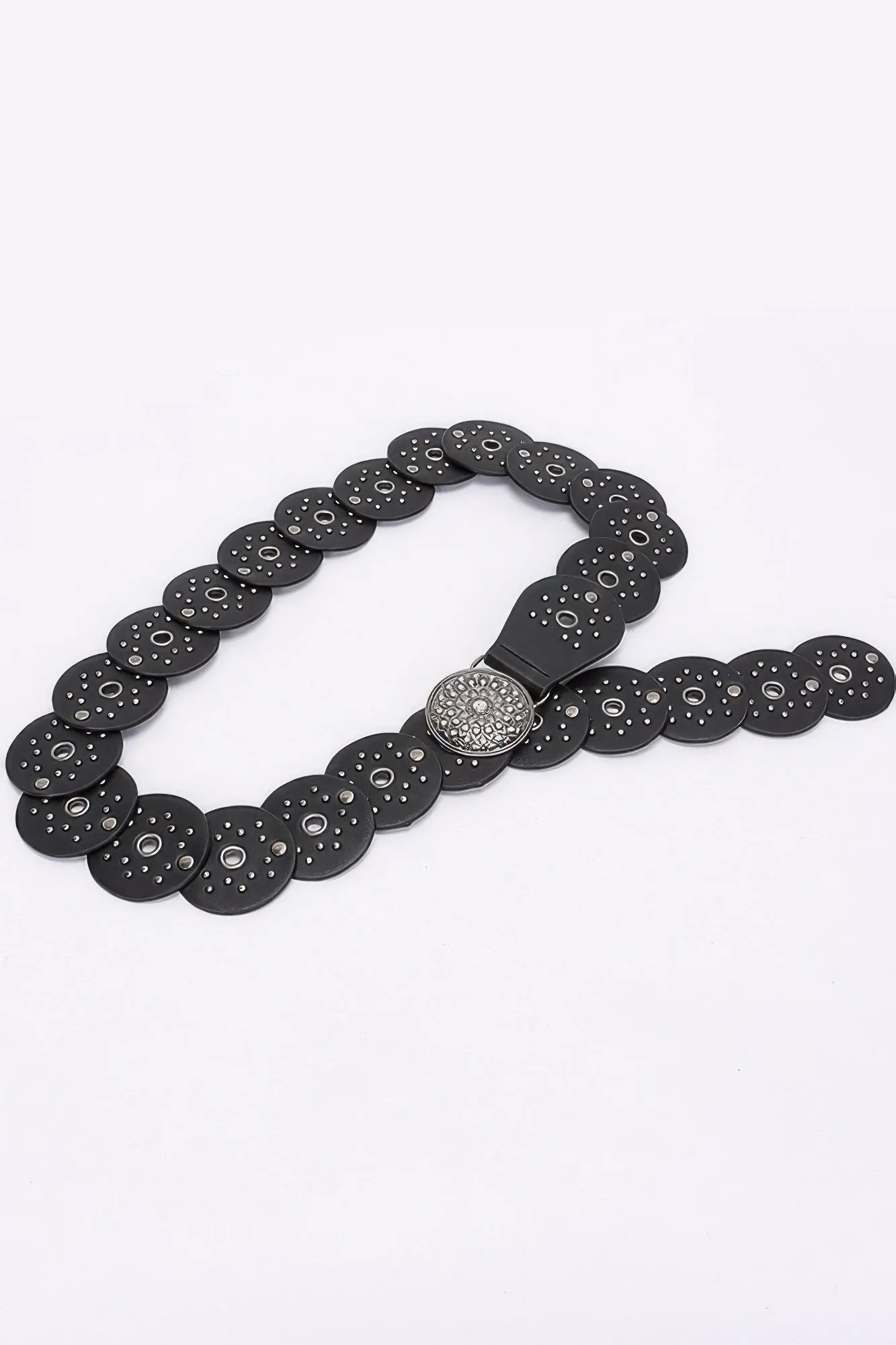 Multi Metal Round Pu Vintage Belt