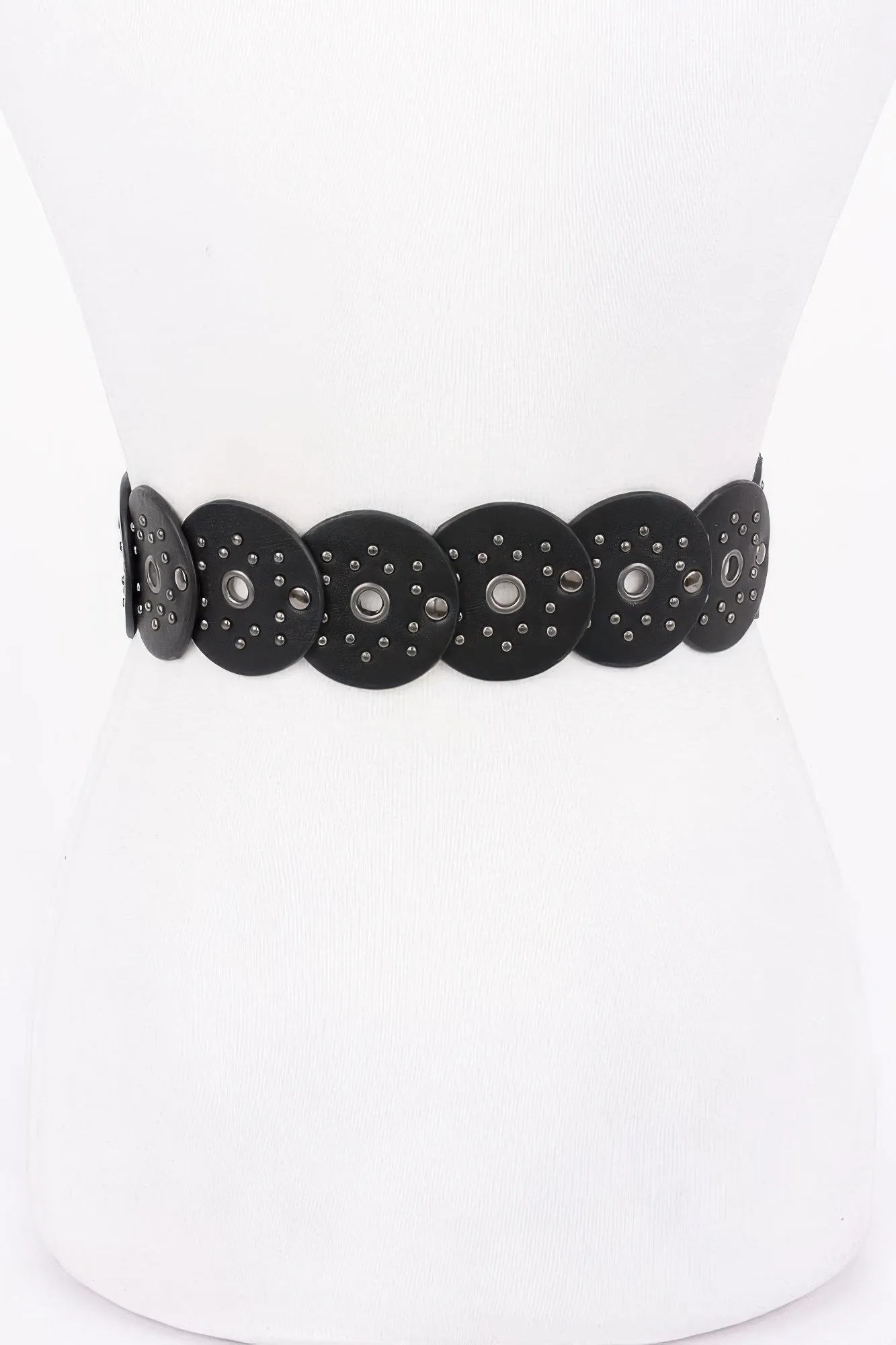 Multi Metal Round Pu Vintage Belt