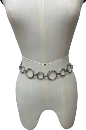 My Accessories London Metallic Rings Chain Belt In Silver And Blue One Size