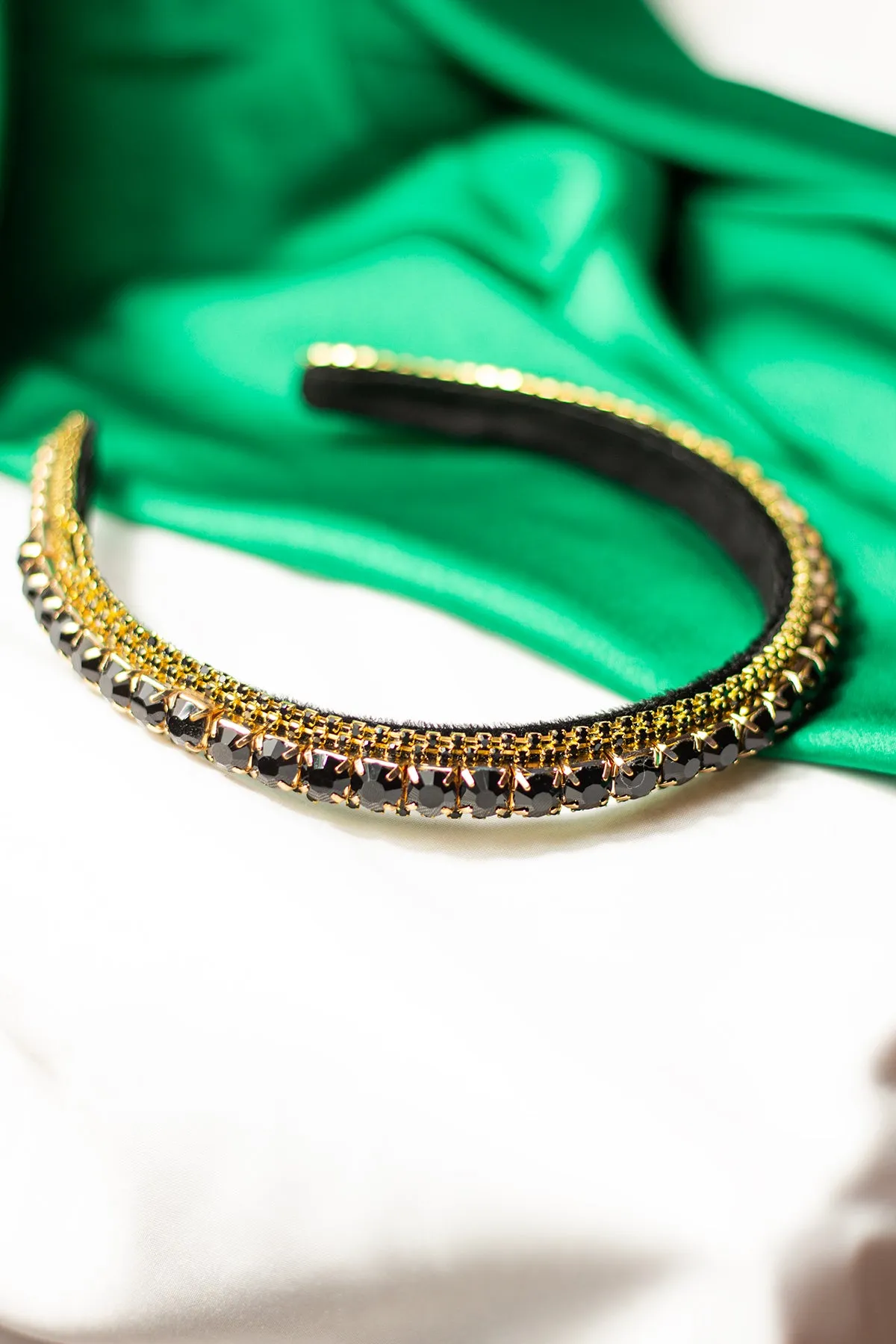 Narrow Gem Top Square Diamante Headband