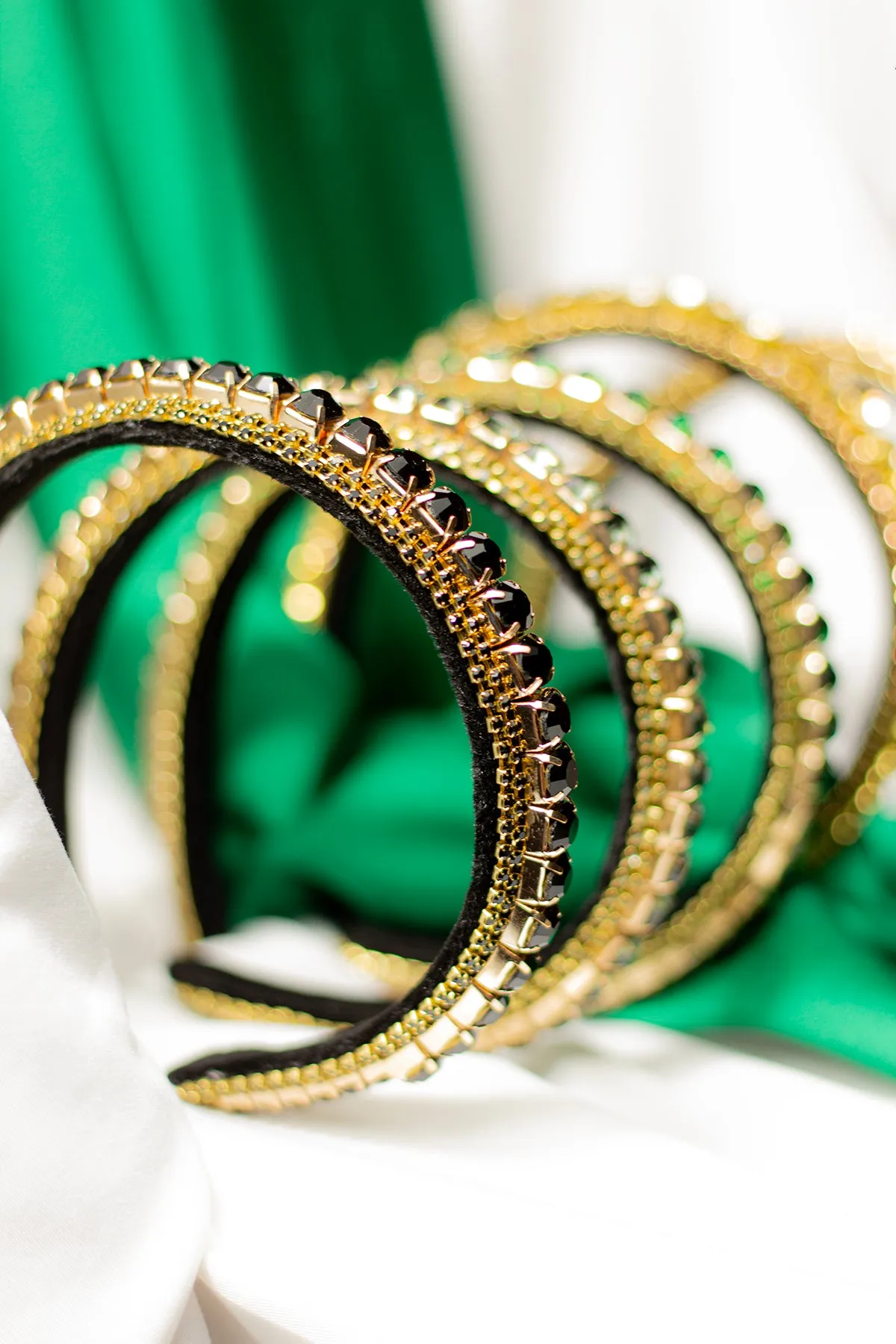 Narrow Gem Top Square Diamante Headband