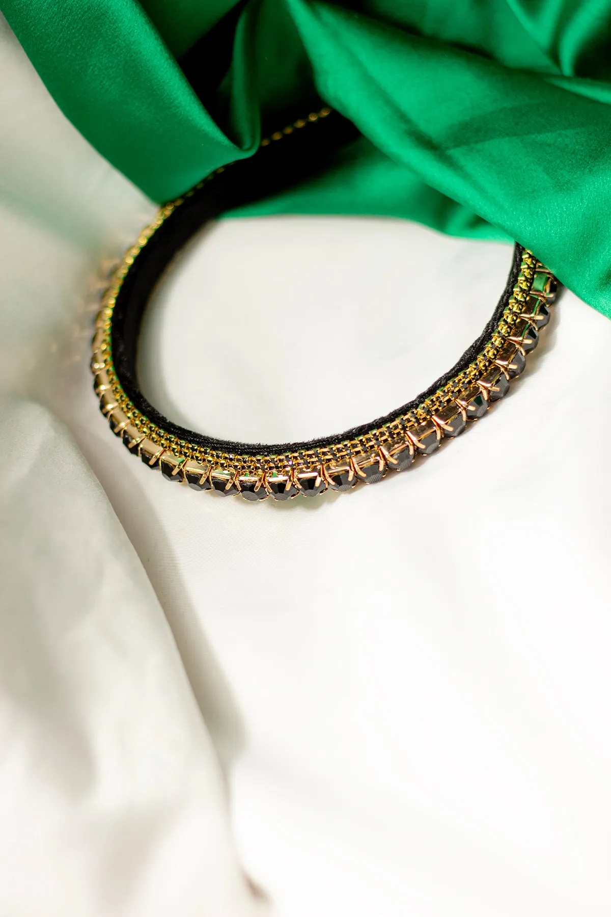 Narrow Gem Top Square Diamante Headband