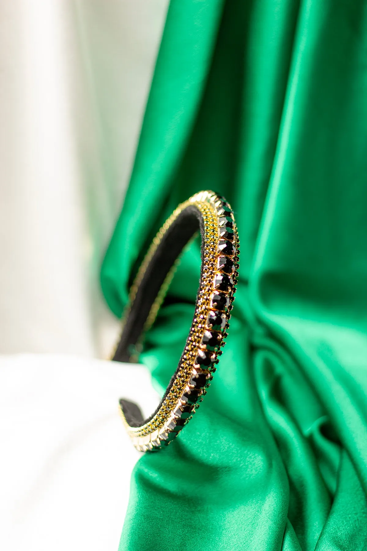 Narrow Gem Top Square Diamante Headband