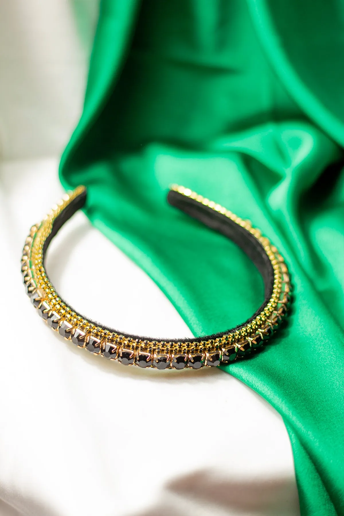 Narrow Gem Top Square Diamante Headband