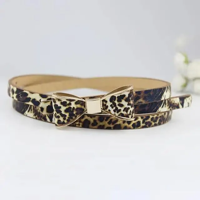 New Slim PU Leather Fashion Bow Waist Belt For Women Casual Dress Retro Design Women Waistband