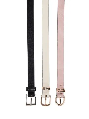New with tags! Women's TAHARI TRIPLE CROWN BELT 3-PACK, BLUSH/CREAM/BLACK, SZ XL!