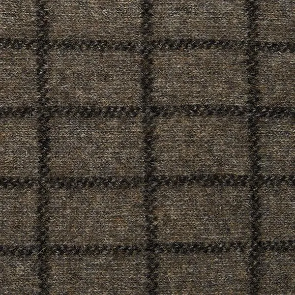 NZ Merino Possum Check Scarf with Leather Trim