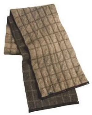 NZ Merino Possum Check Scarf with Leather Trim