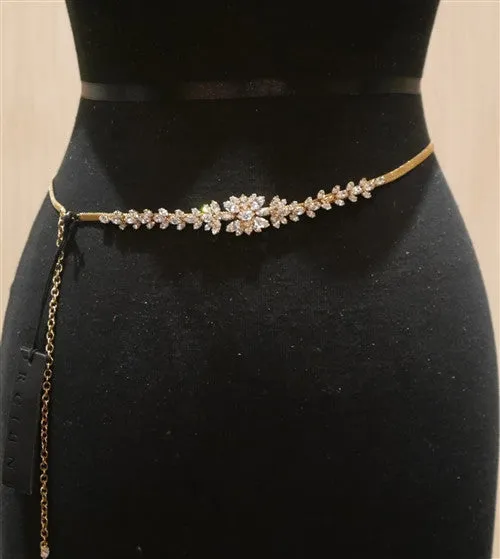 Orciani Skinny Crystal Gold Belt