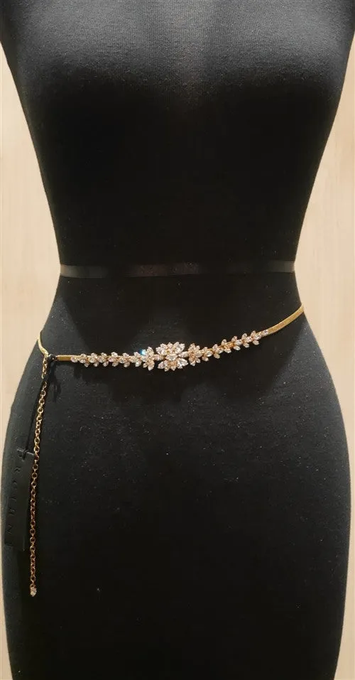 Orciani Skinny Crystal Gold Belt