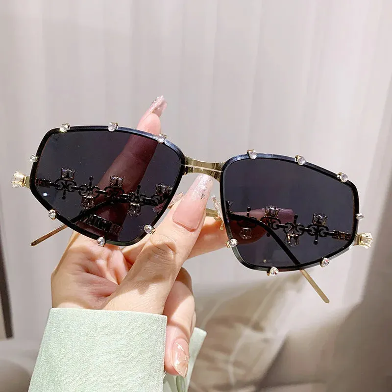 Oval Rhinestone Vintage Diamond Sunglasses