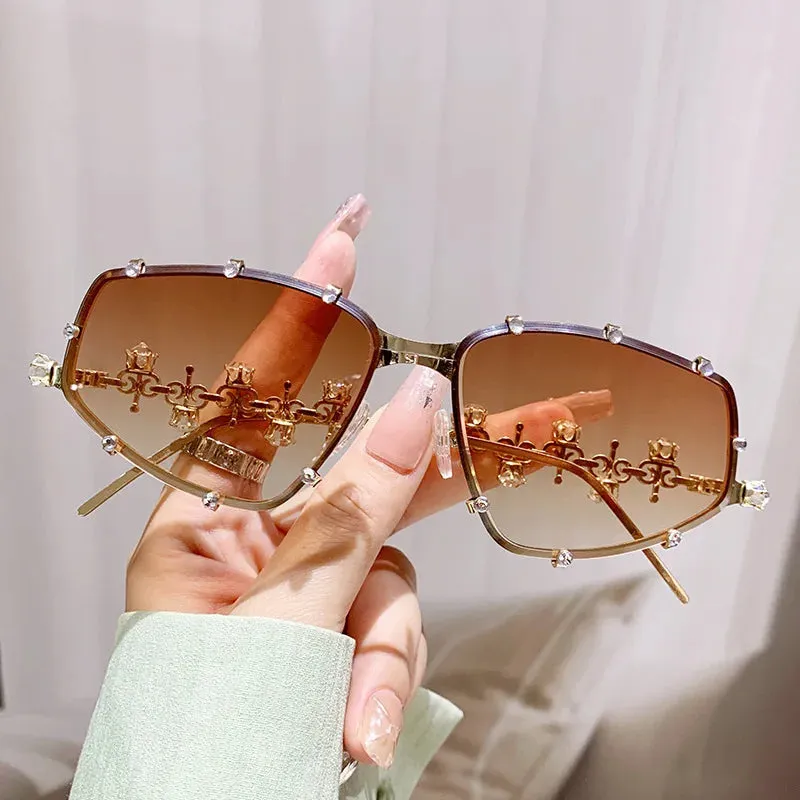 Oval Rhinestone Vintage Diamond Sunglasses