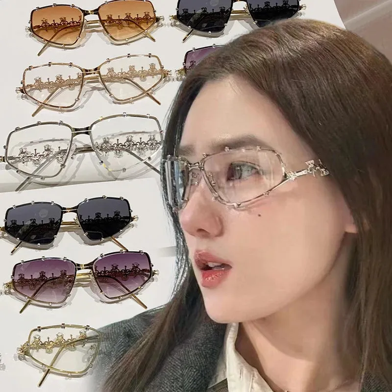 Oval Rhinestone Vintage Diamond Sunglasses