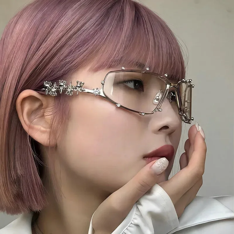 Oval Rhinestone Vintage Diamond Sunglasses