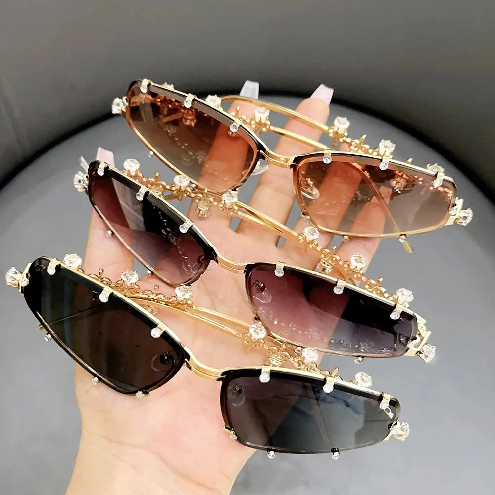 Oval Rhinestone Vintage Diamond Sunglasses