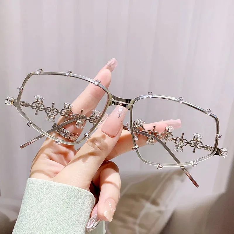 Oval Rhinestone Vintage Diamond Sunglasses