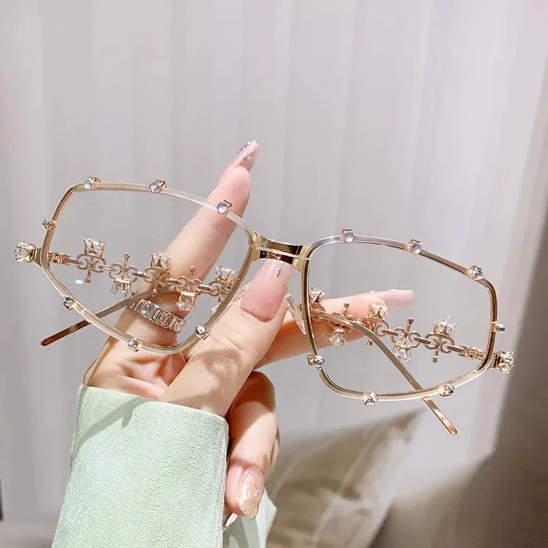 Oval Rhinestone Vintage Diamond Sunglasses