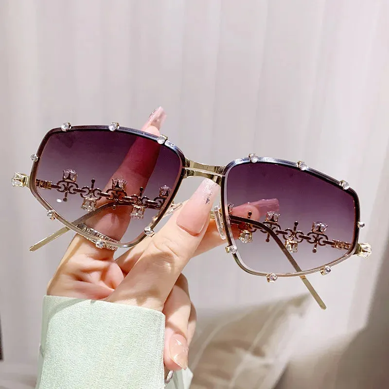 Oval Rhinestone Vintage Diamond Sunglasses