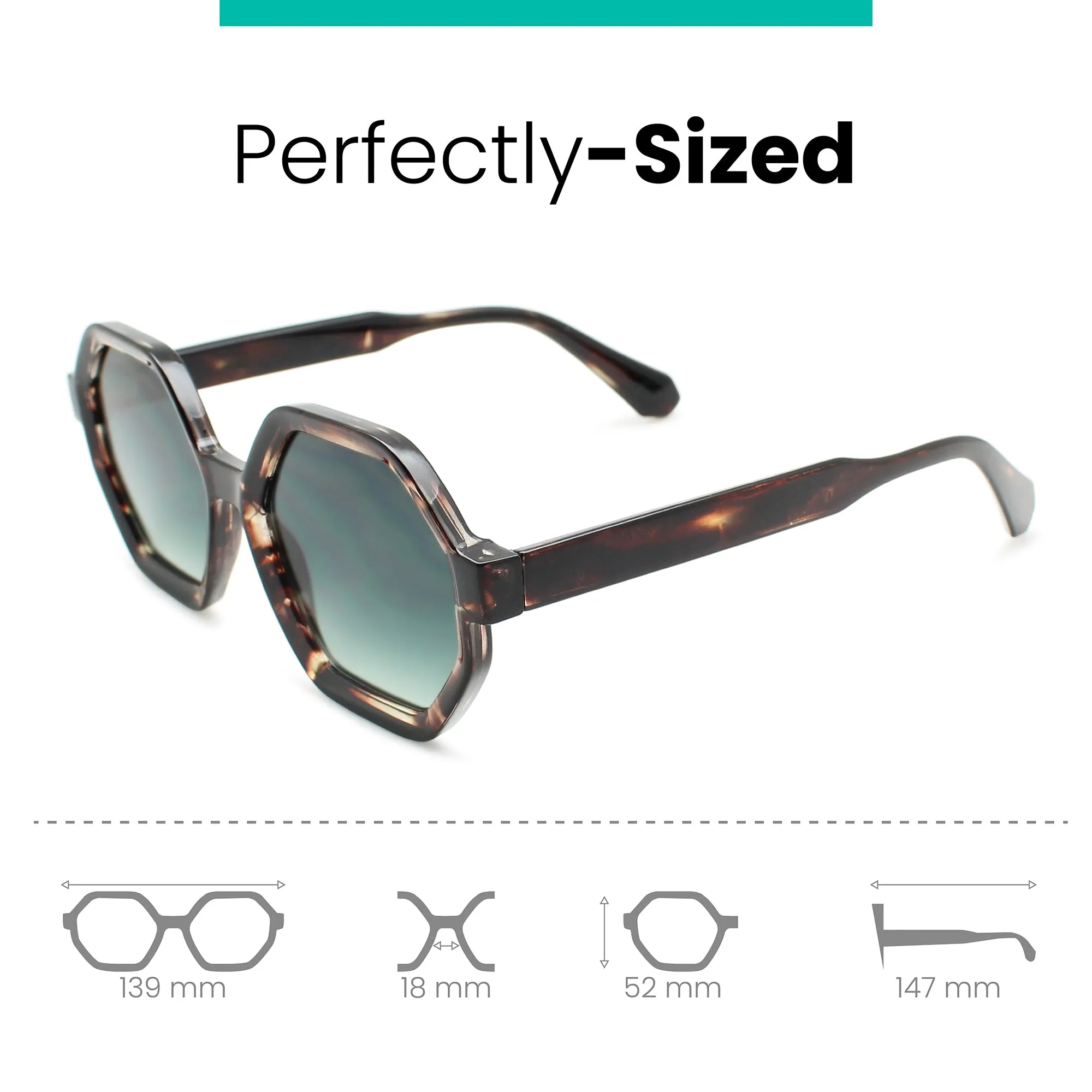 Oversized Hexagon Womens Sunglasses | C-5606