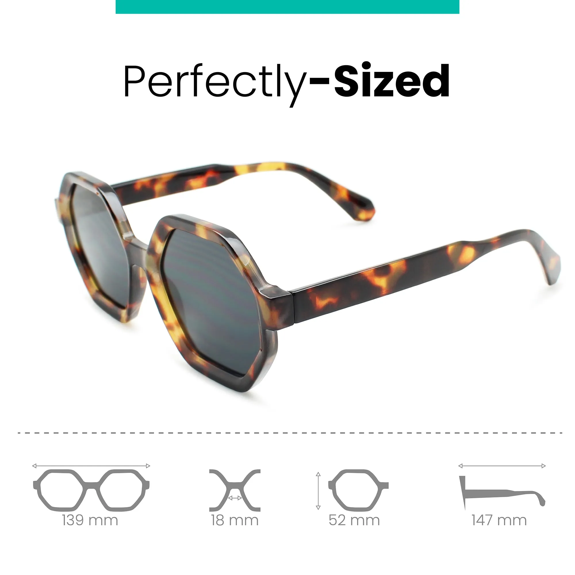 Oversized Hexagon Womens Sunglasses | C-5606