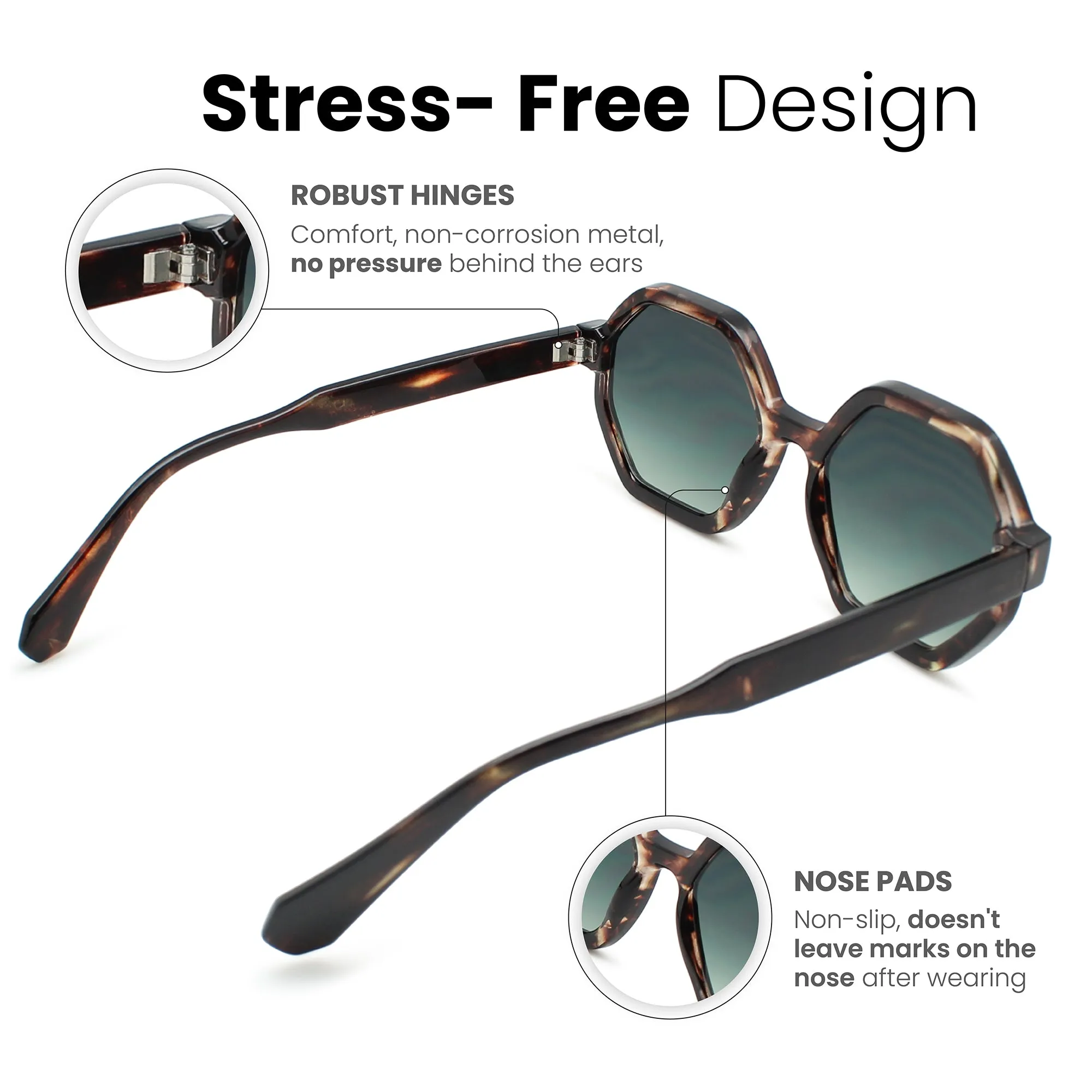 Oversized Hexagon Womens Sunglasses | C-5606