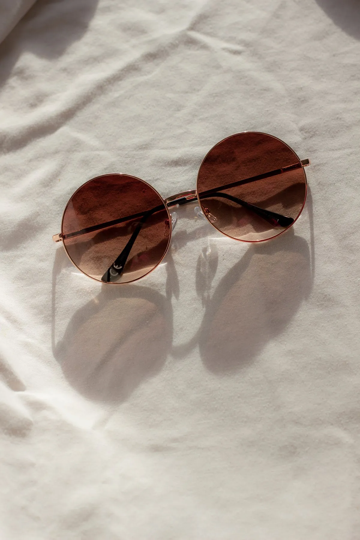 Oversized Round Circle Wire Frame Sunglasses