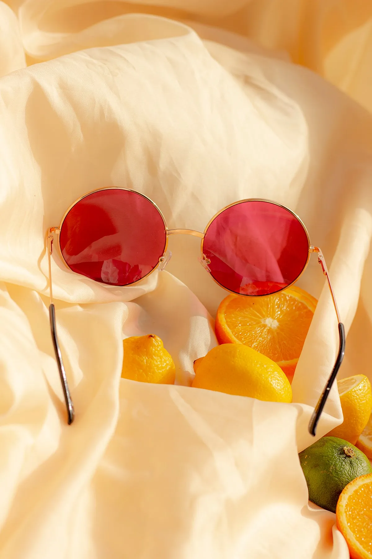 Oversized Round Circle Wire Frame Sunglasses