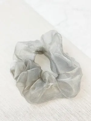 Oversized Sheer Hair Scrunchie - Silver