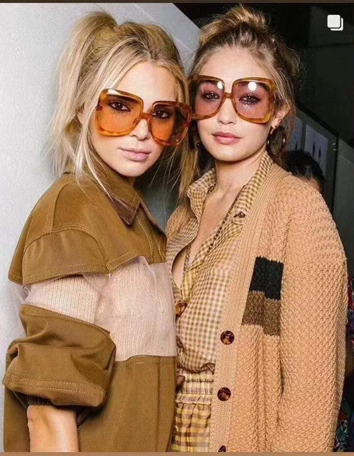 Oversized Sunglasses Women 2021 Vintage Square Fashion Big Large Grain Frame